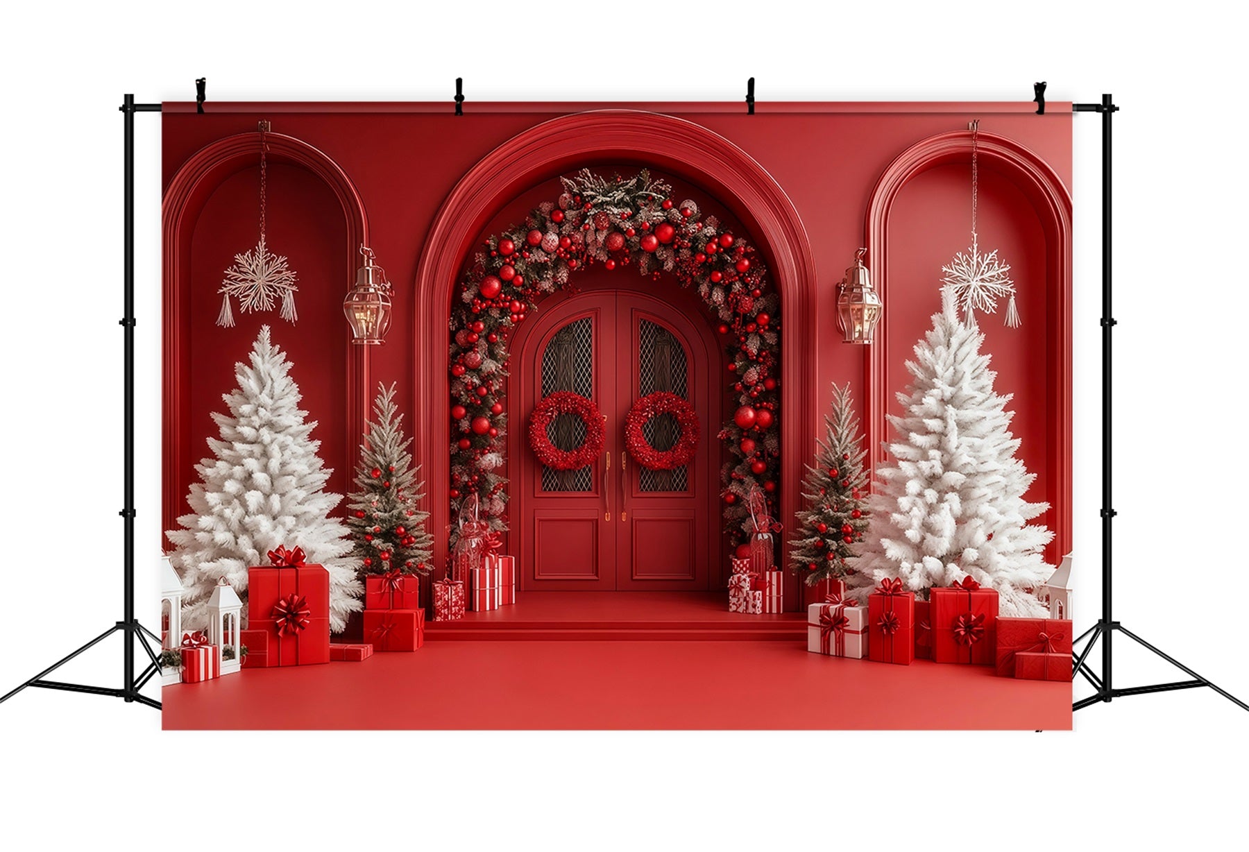 Christmas Arch Backdrop Red Door Berry Archway Photo Backdrops Christmas RR69-51