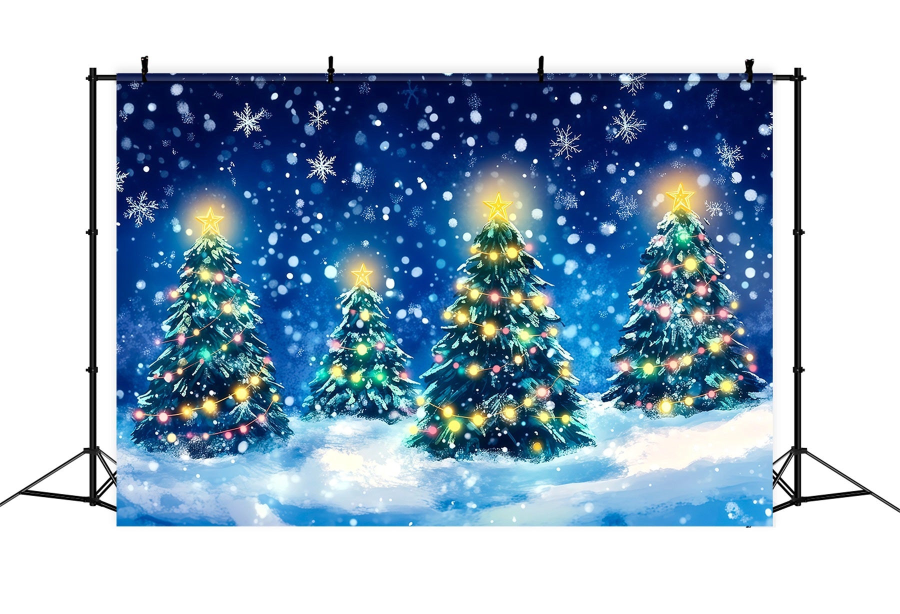 Christmas Tree Backdrop Glowing Pine Forest Christmas Photography Backdrops RR69-62