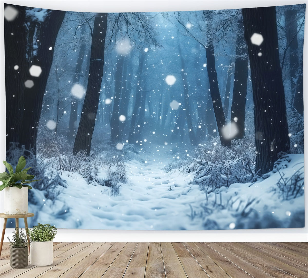 Snowy Christmas Backdrop Misty Winter Forest Photography Christmas Backdrops RR69-66