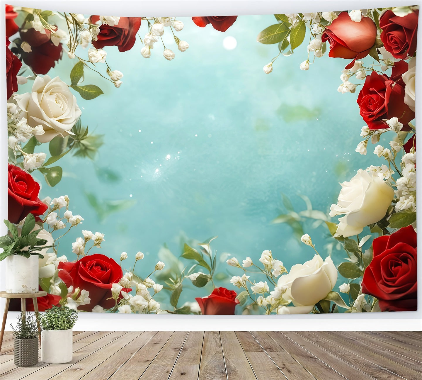 Christmas Floral Backdrop Rose Flower Border Large Christmas Backdrop RR69-67