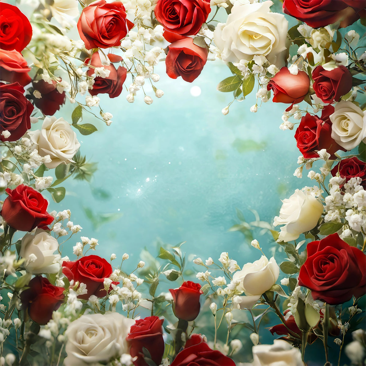 Christmas Floral Backdrop Rose Flower Border Large Christmas Backdrop RR69-67