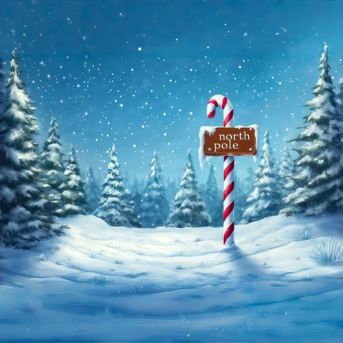 North Pole Christmas Backdrop Winter Snowy Forest Backdrops Christmas RR69-68
