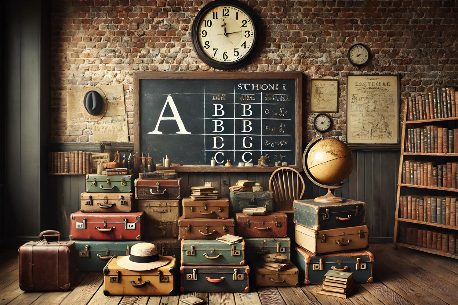 Classroom Suitcases Back to School Backdrop RR7-204