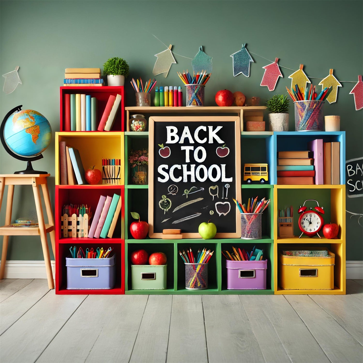 Back to School Storage Cabinet Backdrop RR7-232