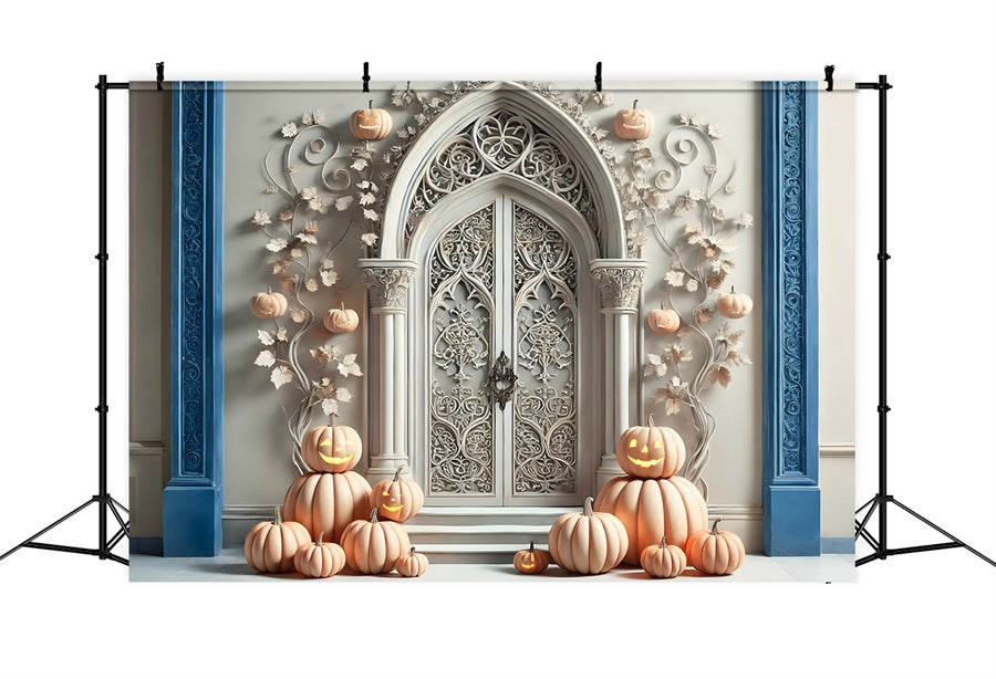Halloween Pumpkin White Gothic Archway Backdrop RR7-272