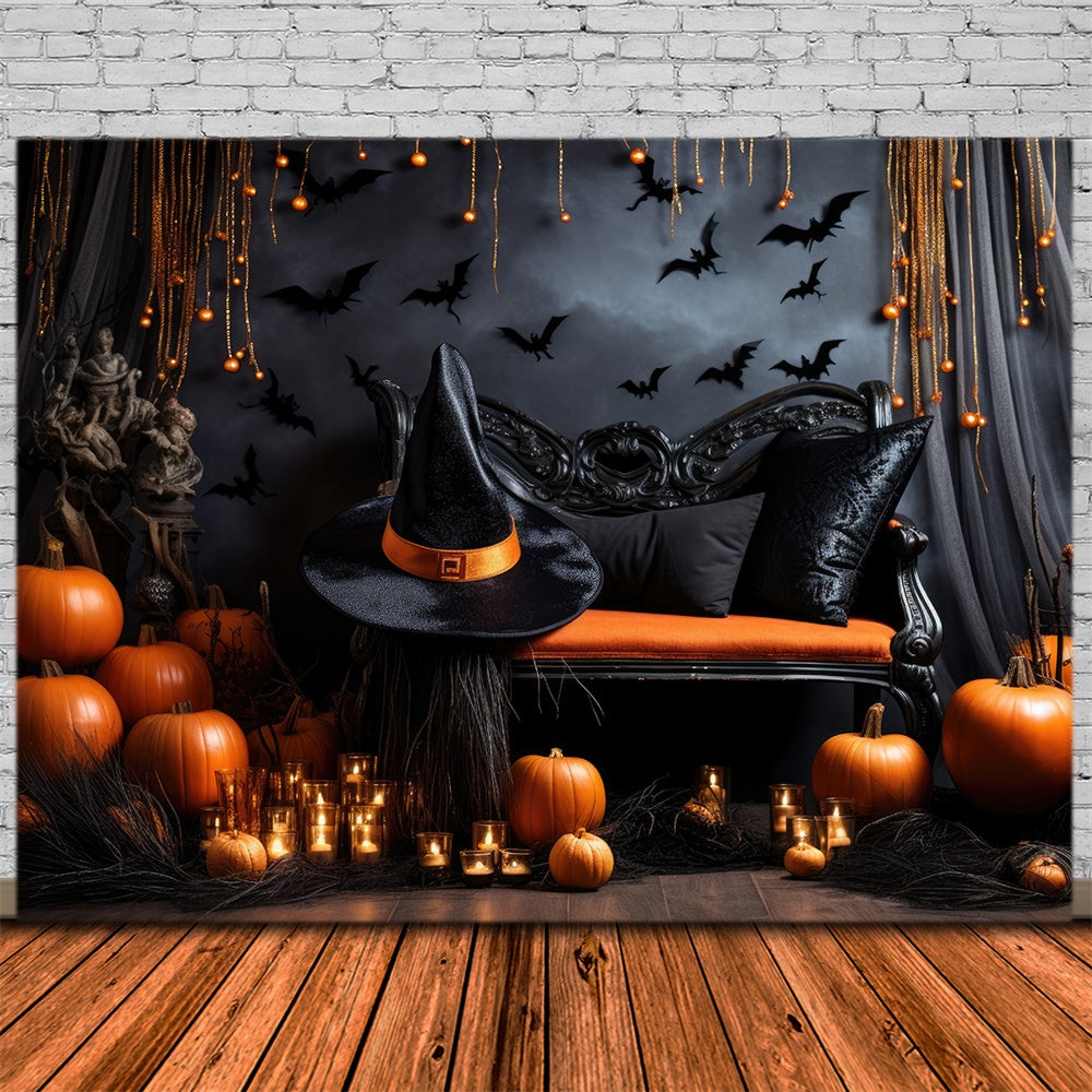 Pumpkin Candle Decorated Wall Halloween Backdrop RR7-452