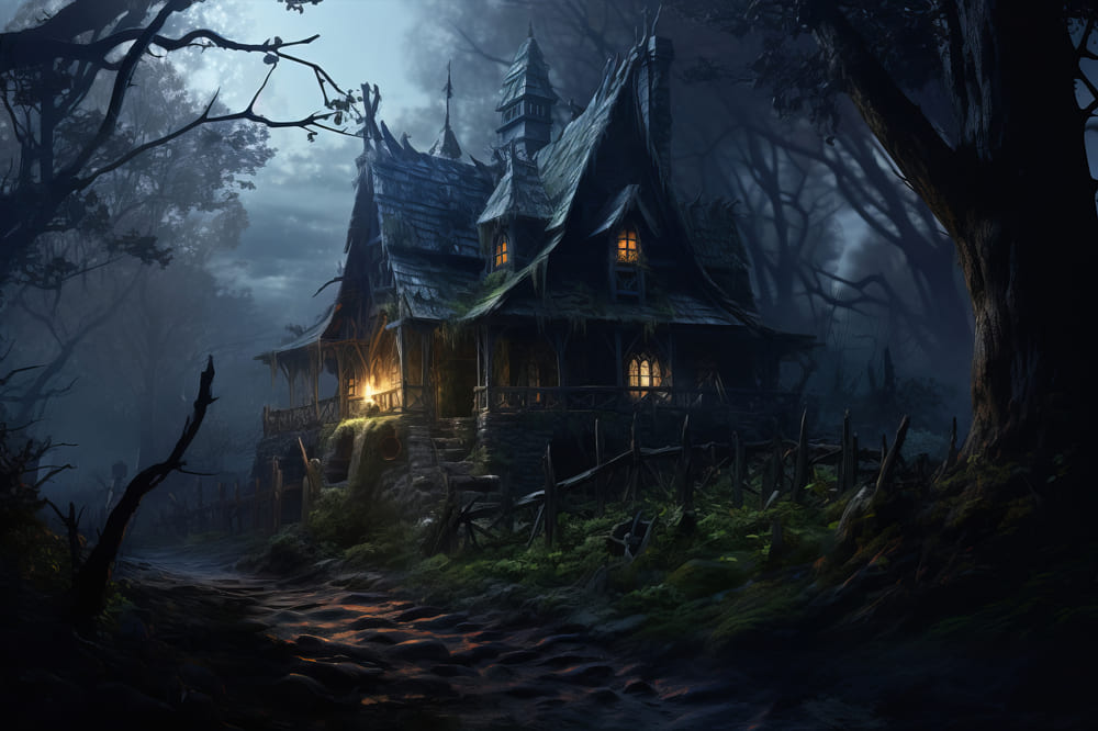 Halloween Horror Witch House Photography Backdrop RR7-50