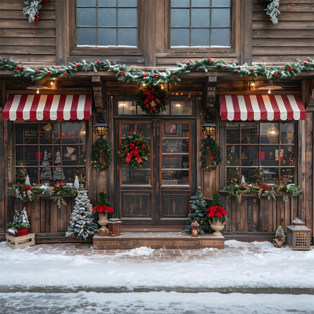 Christmas Vintage Shopfront Garland Backdrop RR7-667