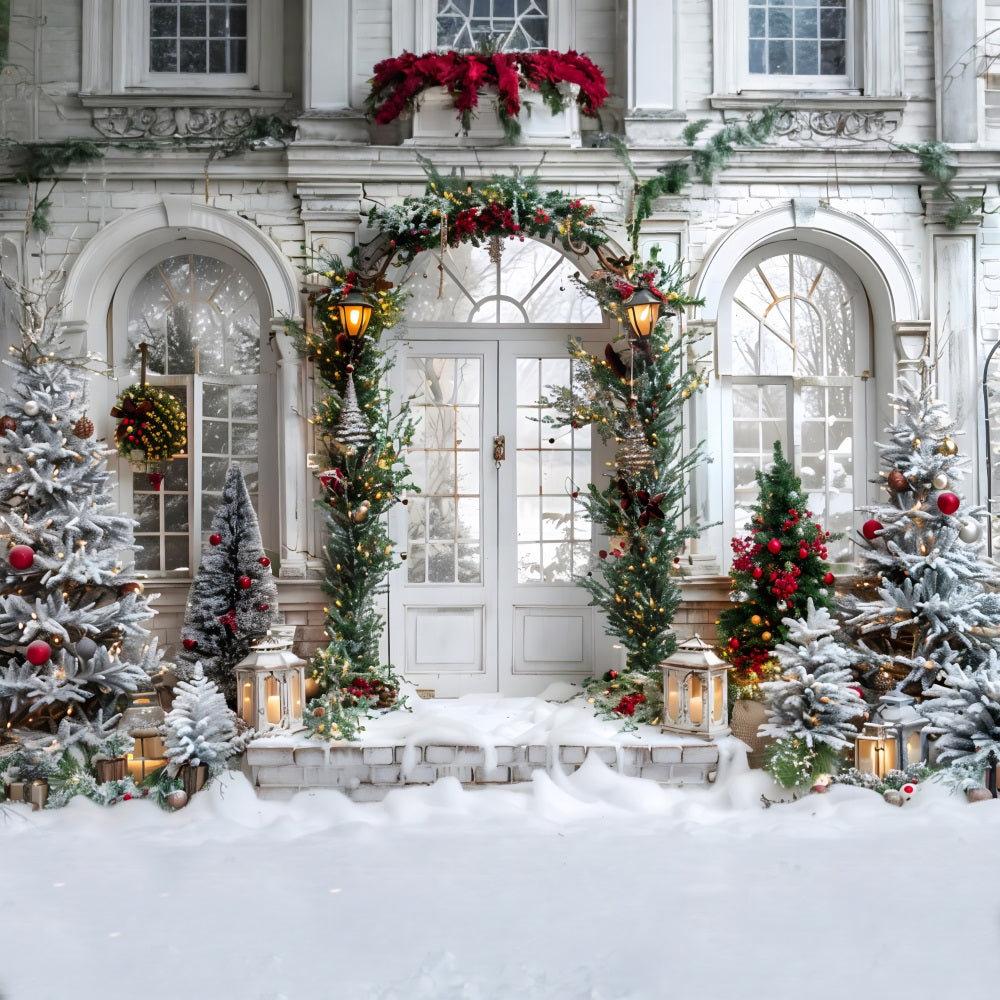 Christmas Grand Arched Entrance Wreath Backdrop RR7-699