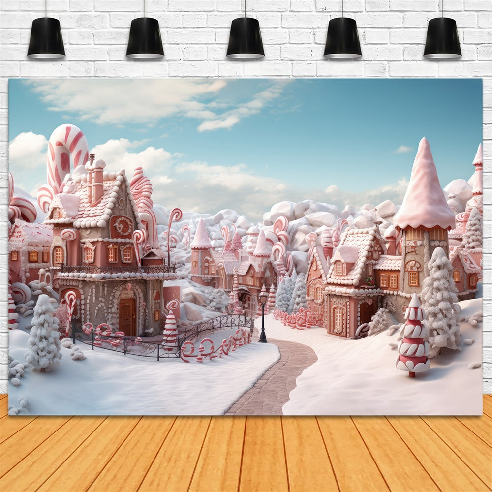 Christmas Snowy Gingerbread House Backdrop RR7-715