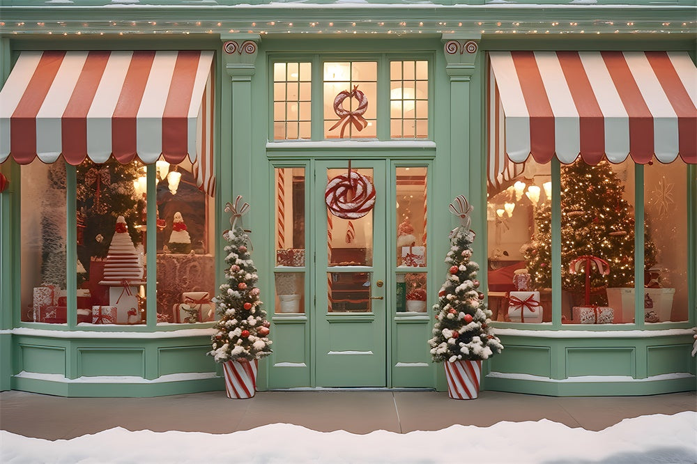 Christmas Candy Store Front Door Backdrop RR7-792