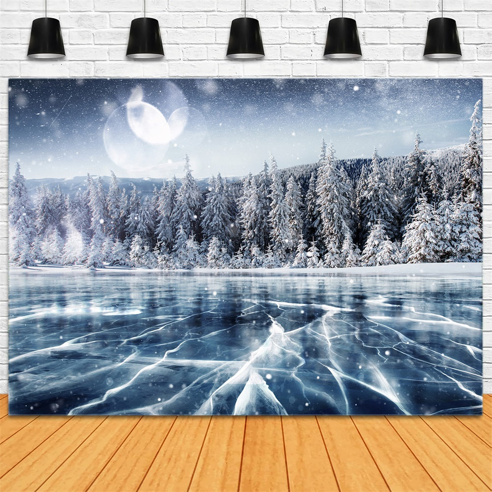 Snowy Frozen Lake Christmas Tee Backdrop RR7-815