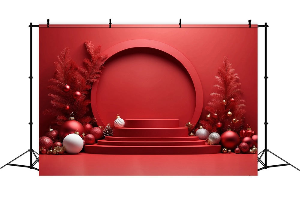Red Christmas Tree Decorations Stage Backdrop RR7-824