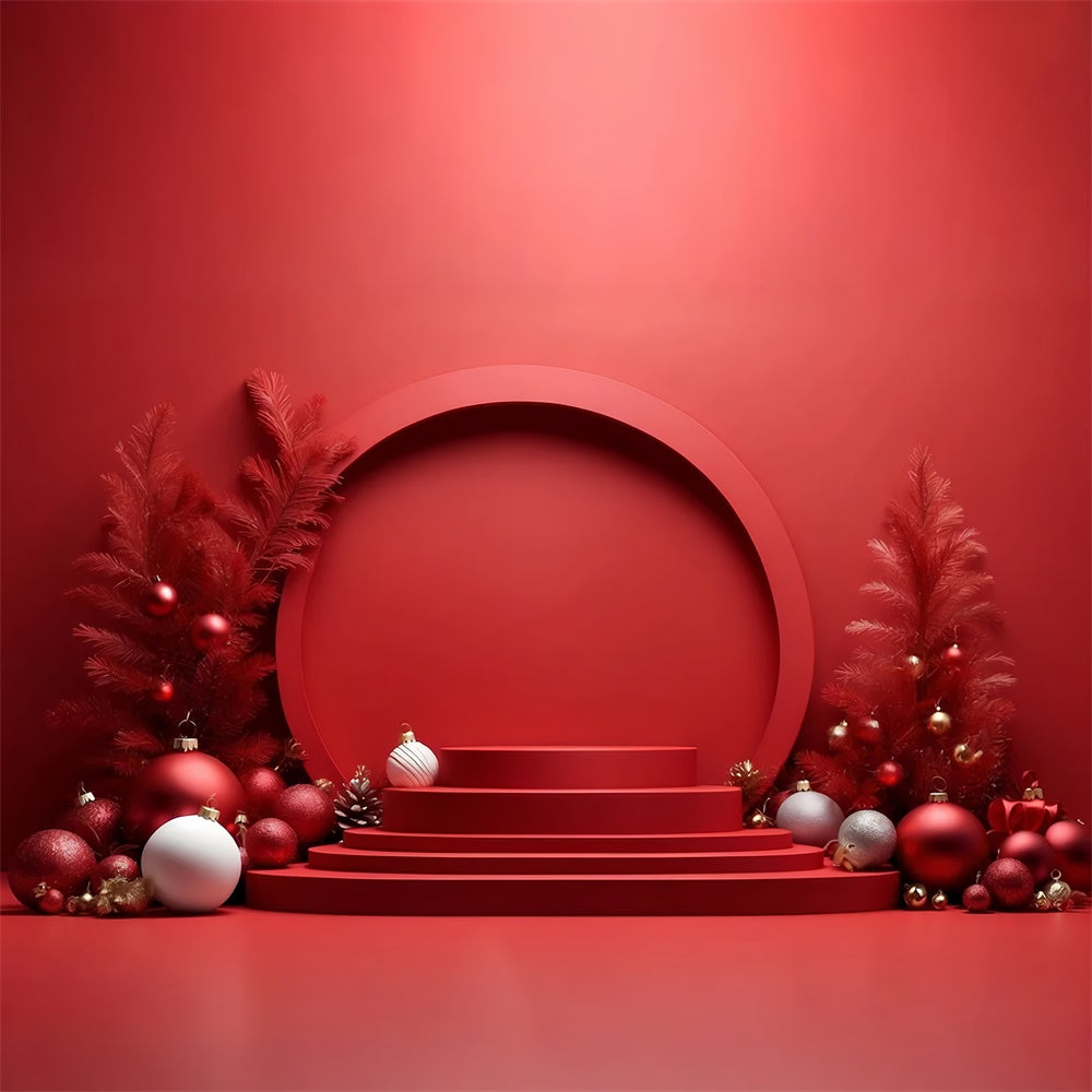 Red Christmas Tree Decorations Stage Backdrop RR7-824