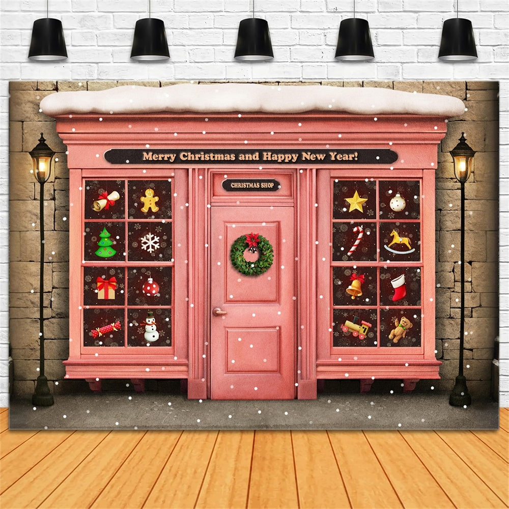 Christmas Cheerful Shopfront Holiday Decor Backdrop RR8-141