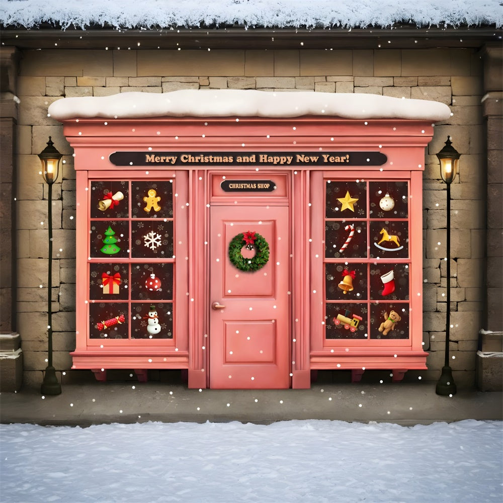 Christmas Cheerful Shopfront Holiday Decor Backdrop RR8-141