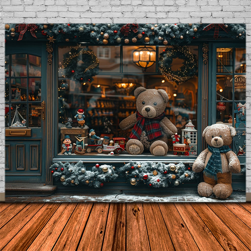 Christmas Toy Storefront Teddy Bears Backdrop RR8-146