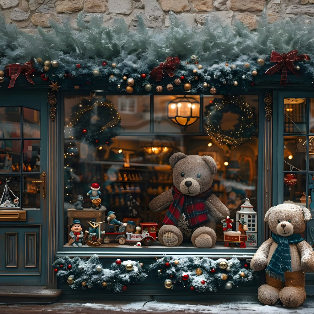 Christmas Toy Storefront Teddy Bears Backdrop RR8-146
