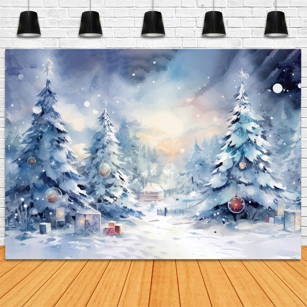 Christmas Tranquil Snowy Forest Gifts Backdrop RR8-154