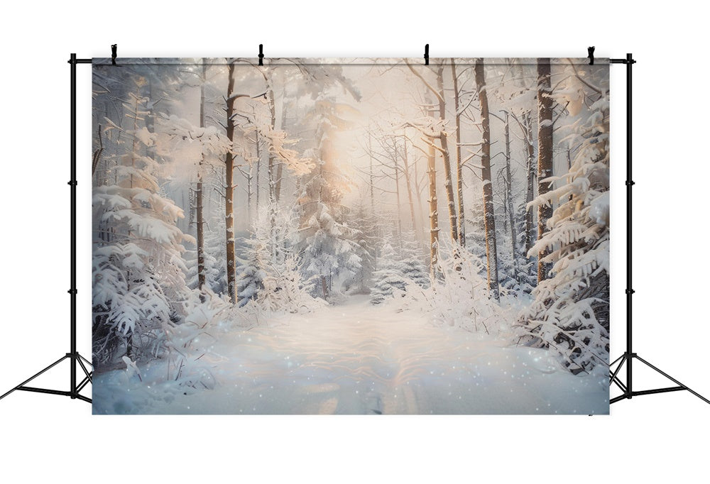 Christmas Serene Snowy Forest Morning Backdrop RR8-156