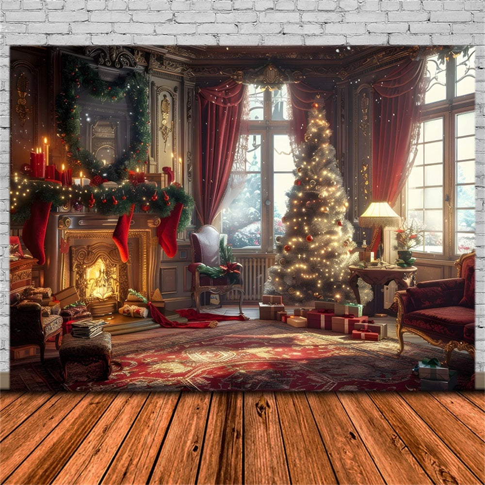 Christmas Festive Room Gifts Tree Backdrop RR8-162