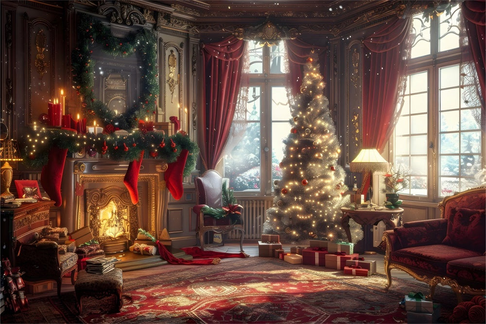 Christmas Festive Room Gifts Tree Backdrop RR8-162