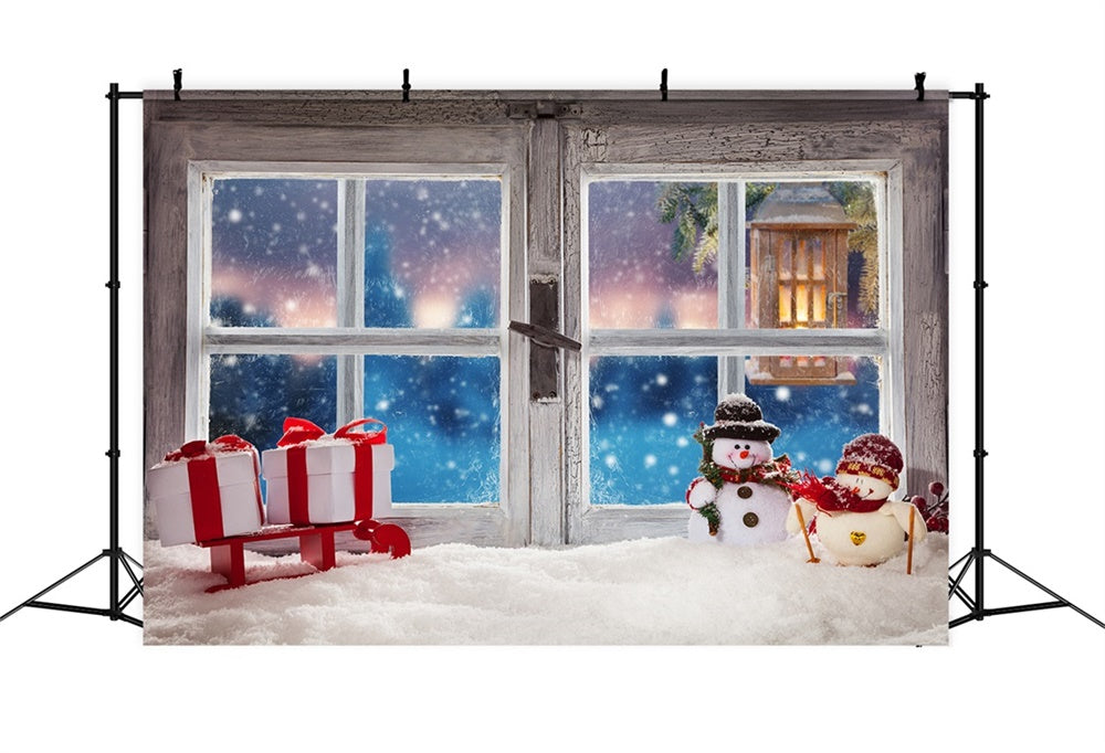 Christmas Cozy Window Snowman Backdrop RR8-231