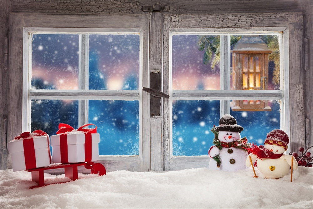 Christmas Cozy Window Snowman Backdrop RR8-231
