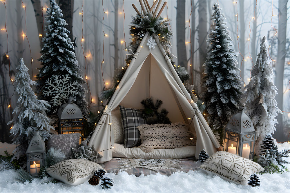 christmas tents String Lights Tent Christmas Trees Backdrop RR8-26, 7'W*5'H(2.2*1.5m)