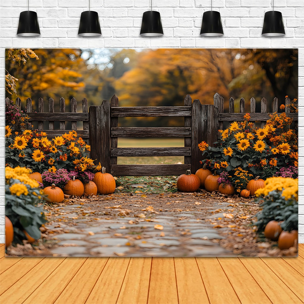 Autumn Rustic Gate and Pumpkin Backdrop RR8-309