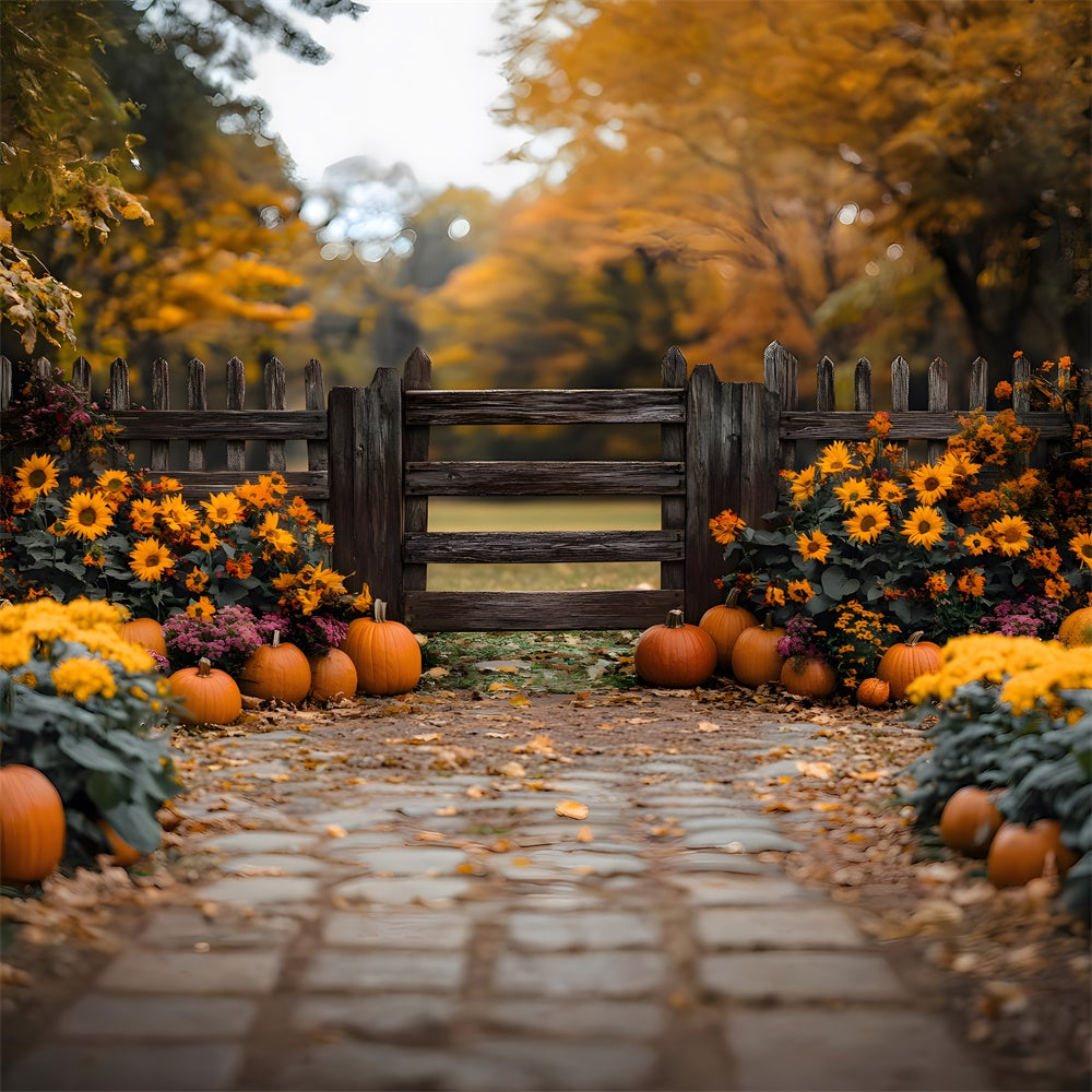 Autumn Rustic Gate and Pumpkin Backdrop RR8-309