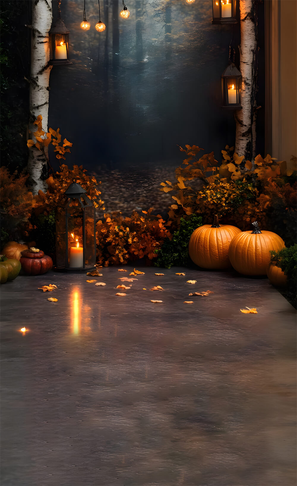 Dried Maple Leaves Sweep Autumn Pumpkin Backdrop RR8-327