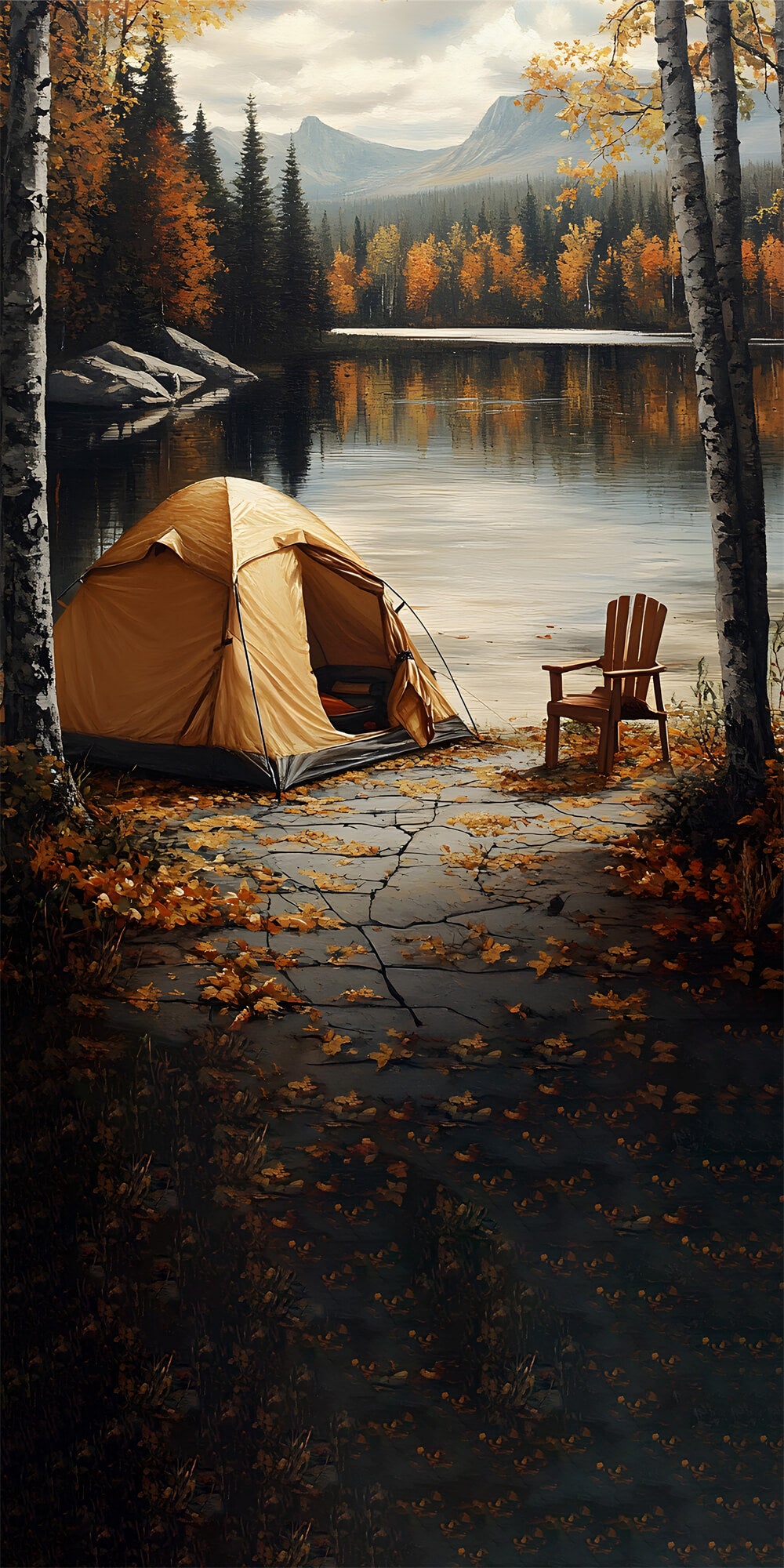 Autumn Lake Scenery Sweep Maple Trees Backdrop RR8-329