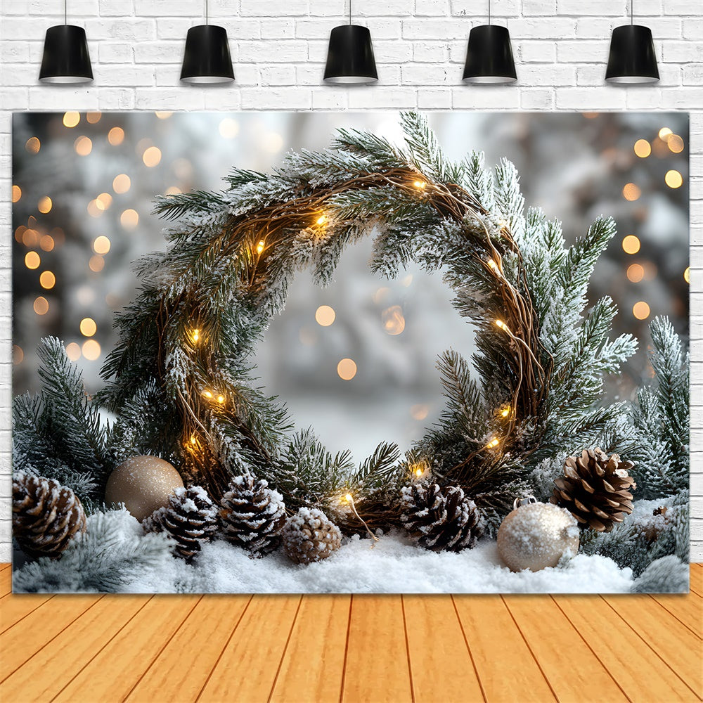 Christmas Tree Wreath Pine Cones Backdrop RR8-336