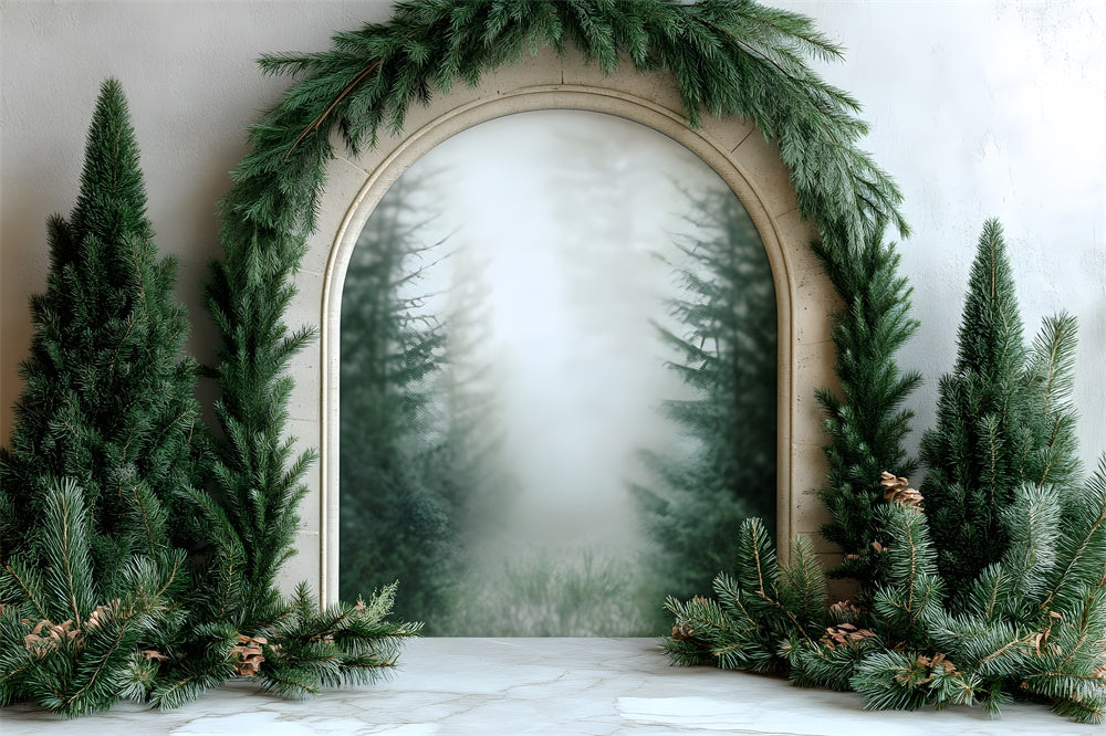 Christmas Fir Tree Garland Photography Backdrop RR8-348