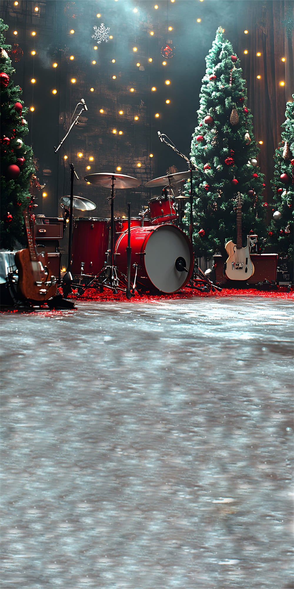 Christmas Tree Rock Music Stage Sweep Backdrop RR8-361