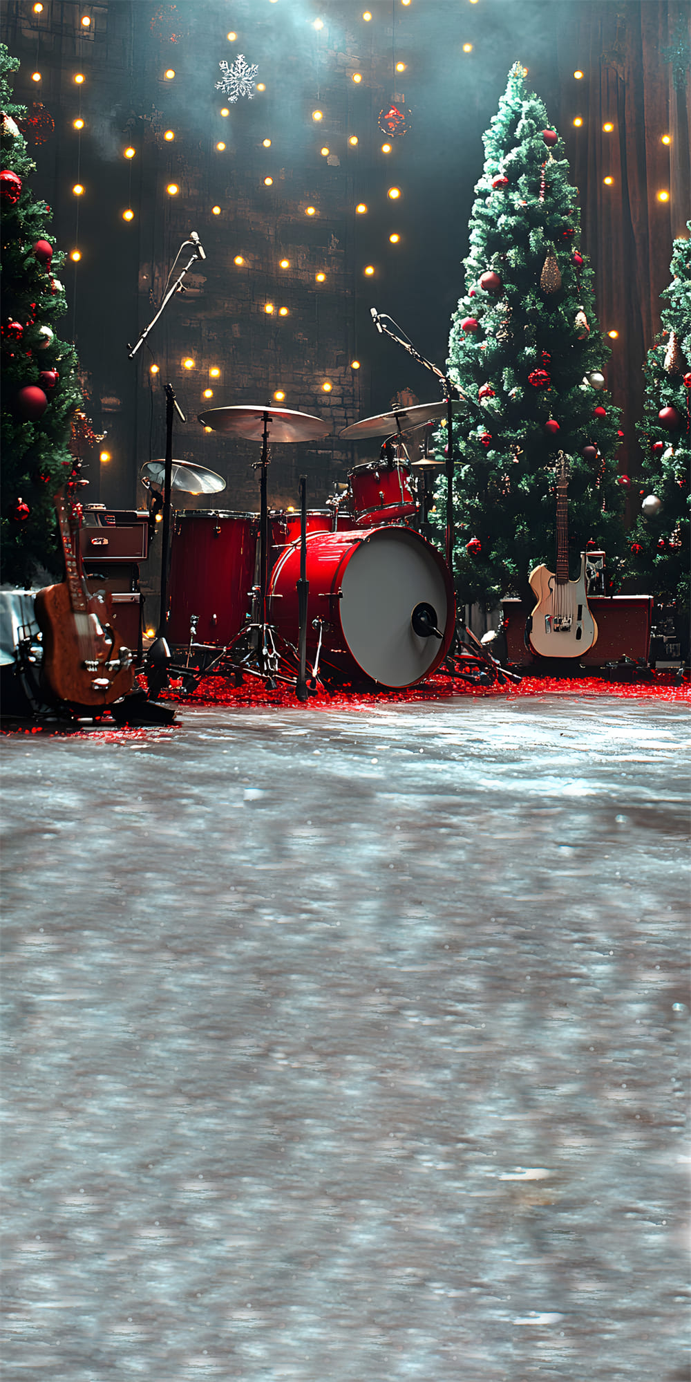Christmas Tree Rock Music Stage Sweep Backdrop RR8-361