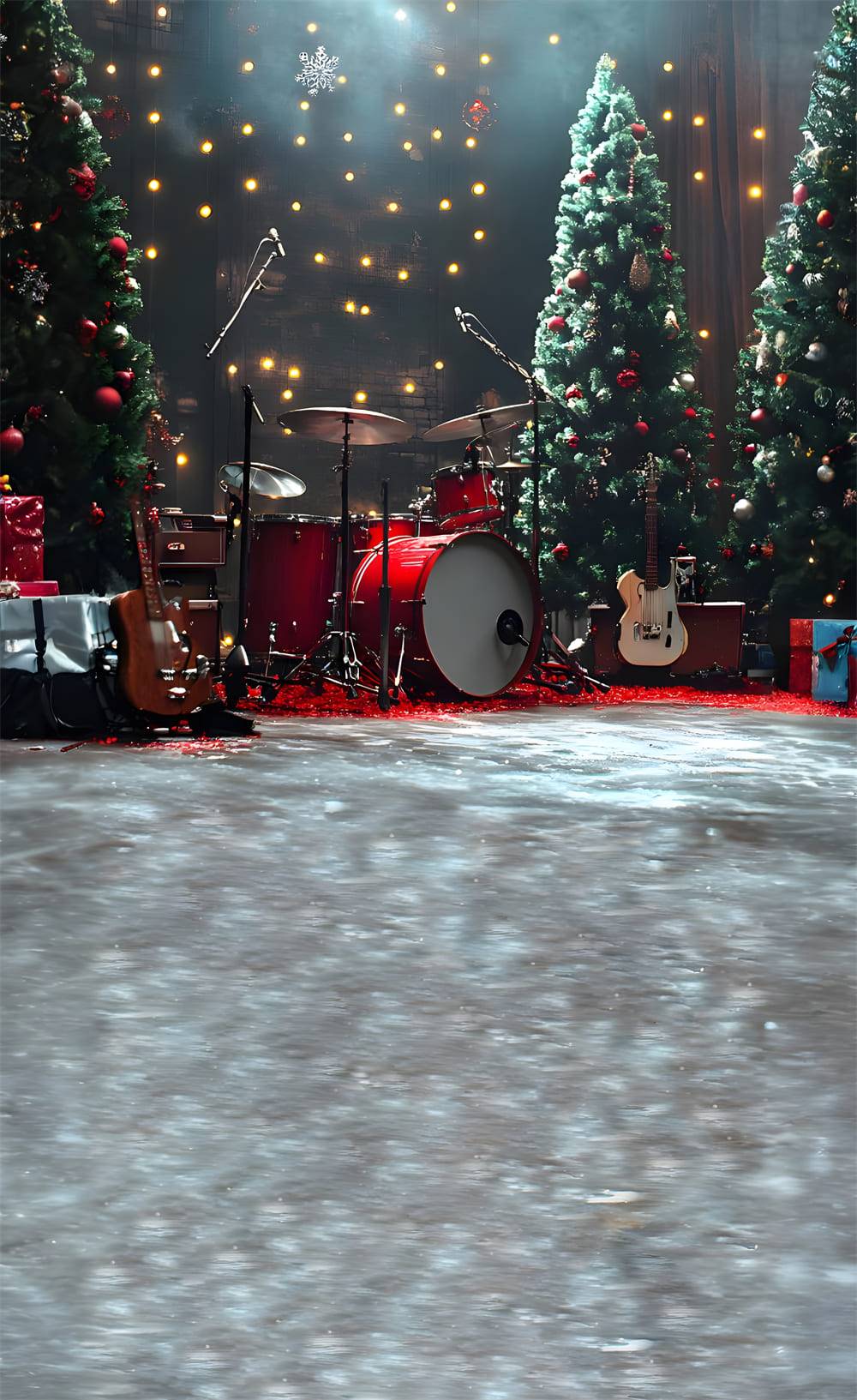 Christmas Tree Rock Music Stage Sweep Backdrop RR8-361