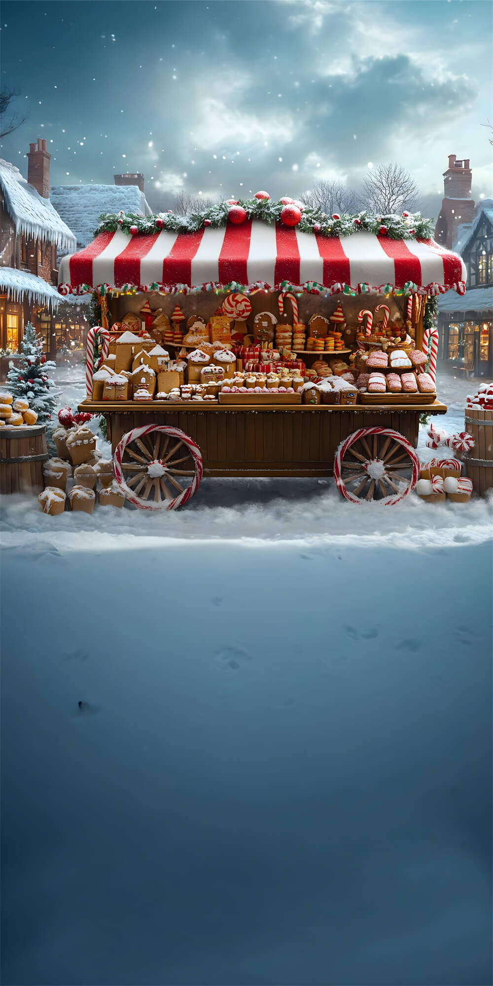 Christmas Snow Sweep Dessert Cart Snowflake Backdrop RR8-370