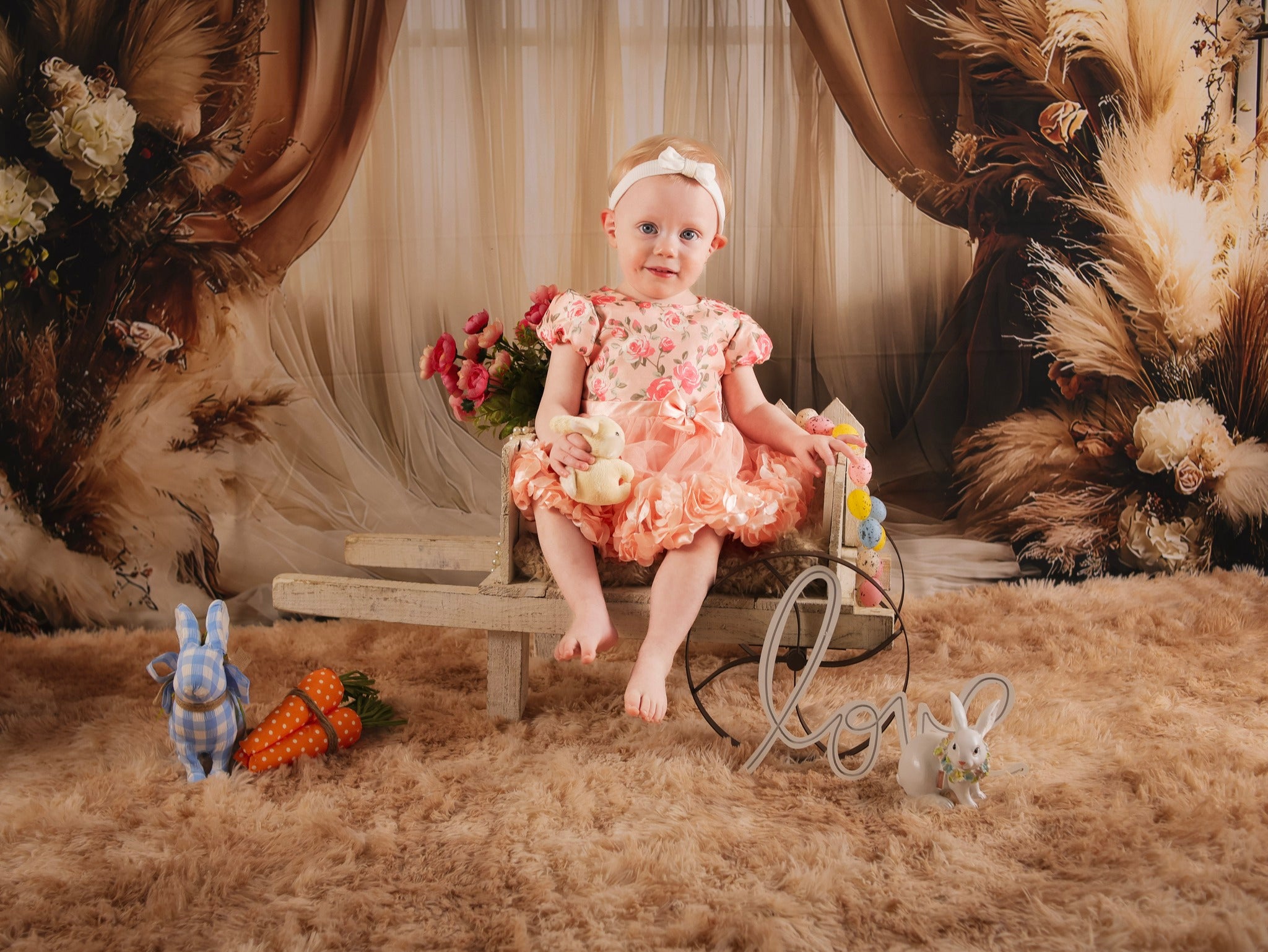 Dreamy Dusty Rose Pampas Boho Backdrop RR8-499