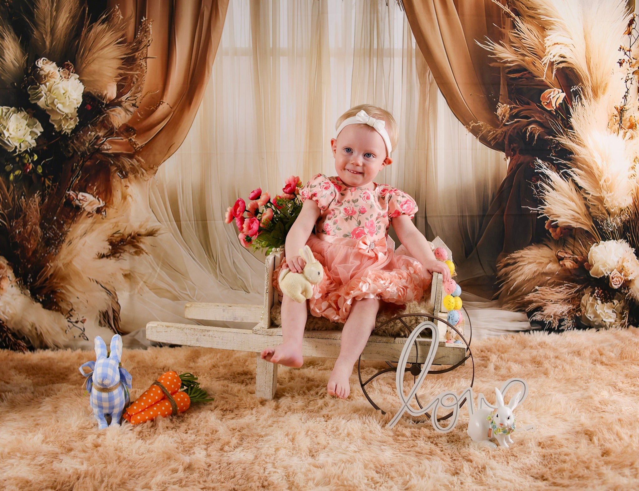 Dreamy Dusty Rose Pampas Boho Backdrop RR8-499