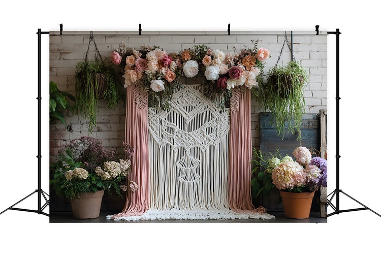 Rustic Boho Chic Macramé Floral Backdrop RR8-502