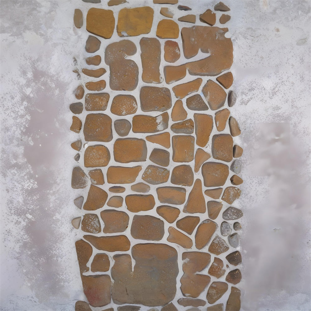 Geometric Stone Snowy Floor Backdrop RR8-604
