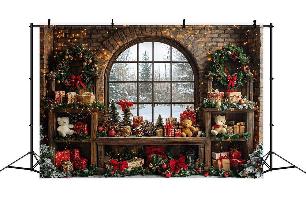 Christmas Toy Room Window View Backdrop RR8-68