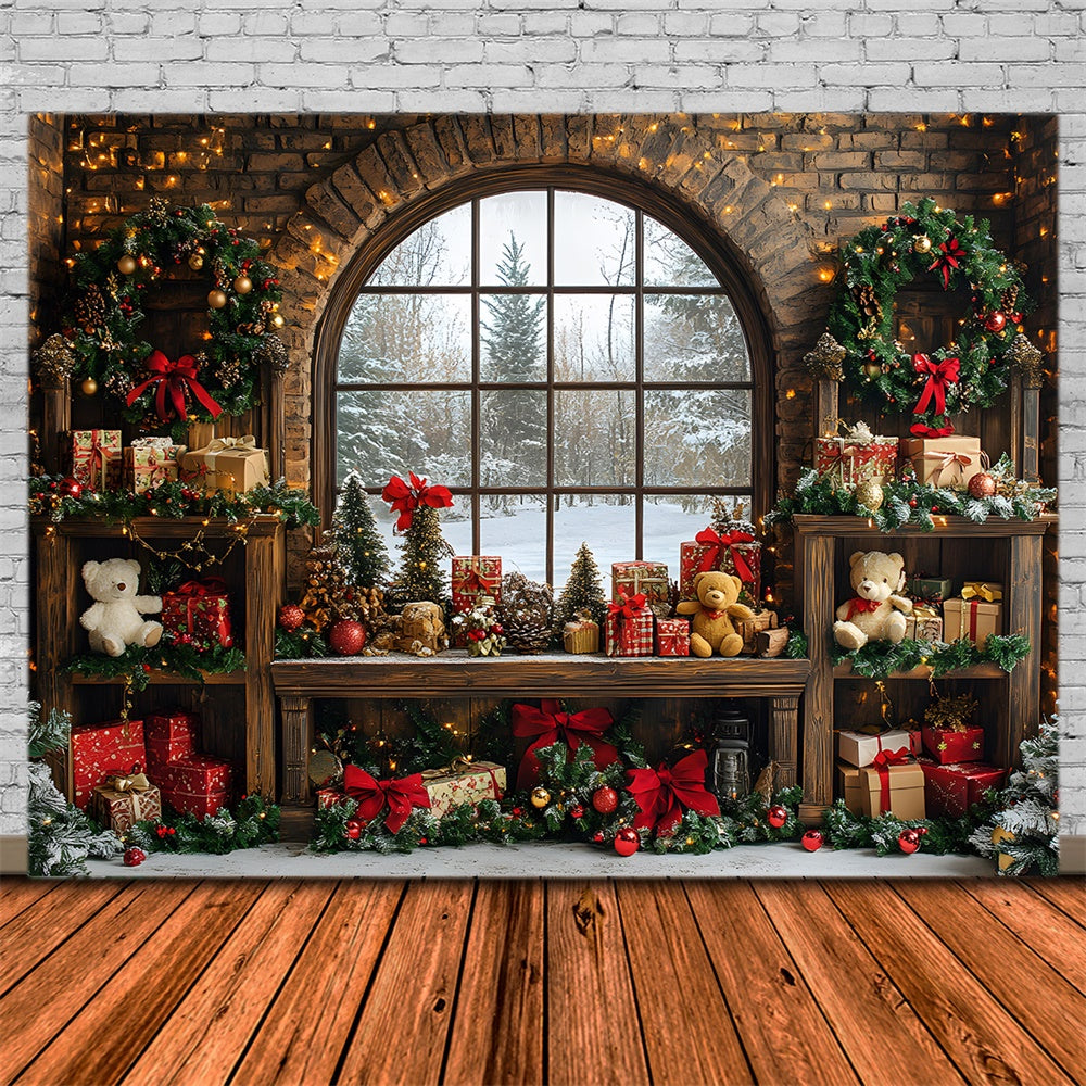 Christmas Toy Room Window View Backdrop RR8-68
