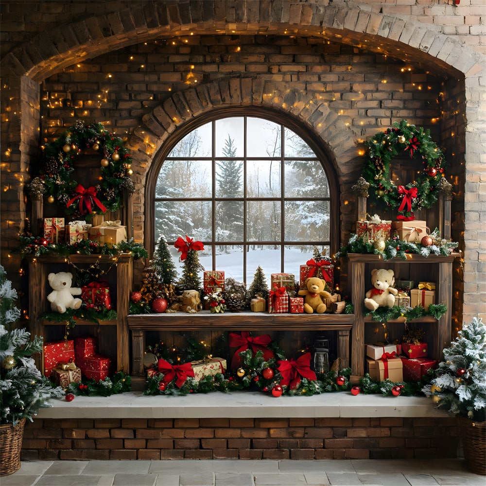 Christmas Toy Room Window View Backdrop RR8-68