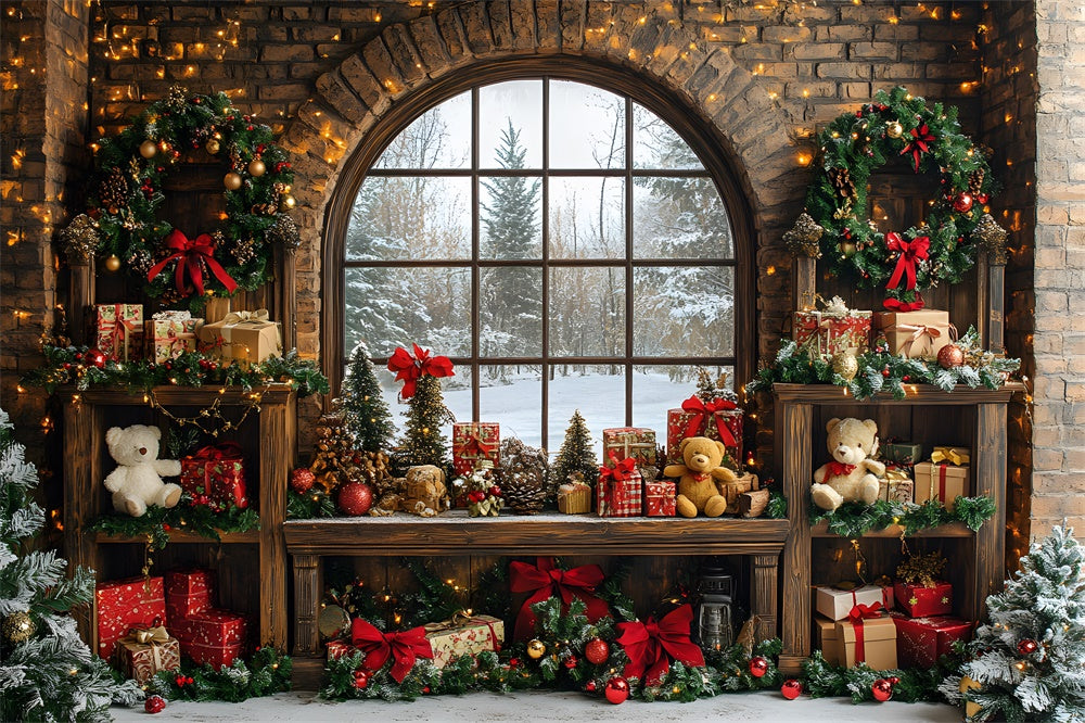 Christmas Toy Room Window View Backdrop RR8-68