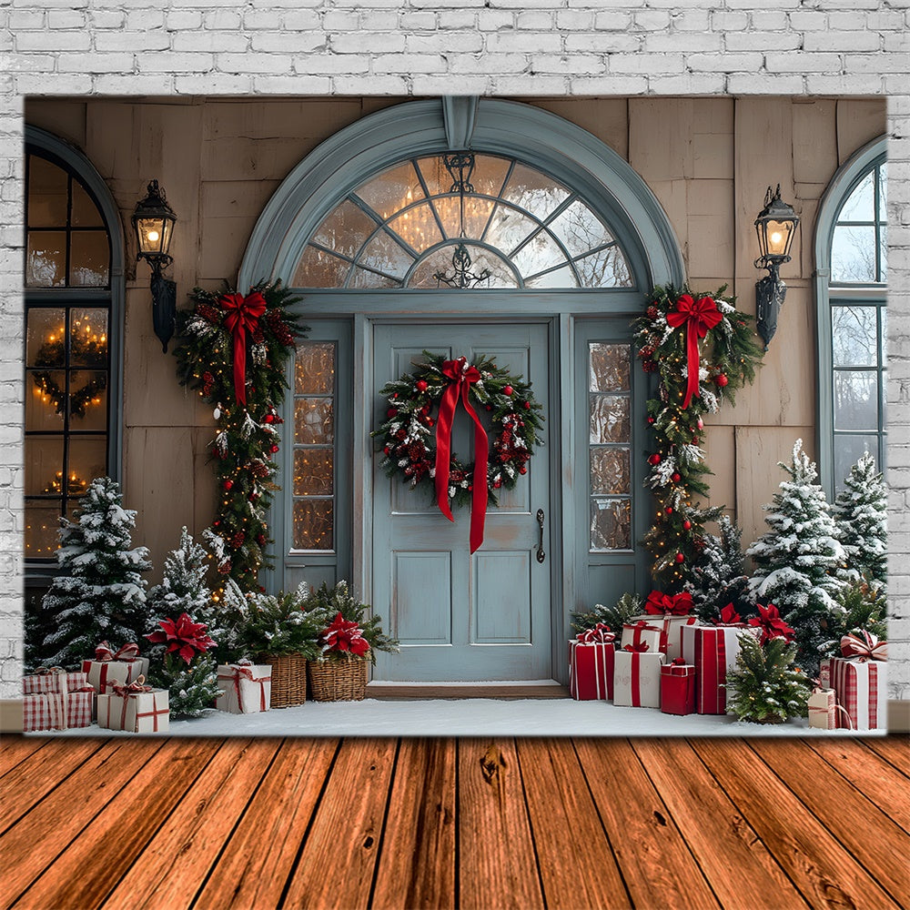 Christmas House Door Gift Boxes Backdrop RR8-78