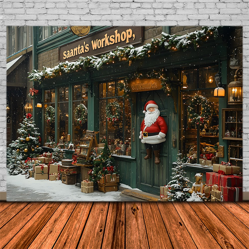 Christmas Trees Santa’s Workshop Backdrop RR8-85
