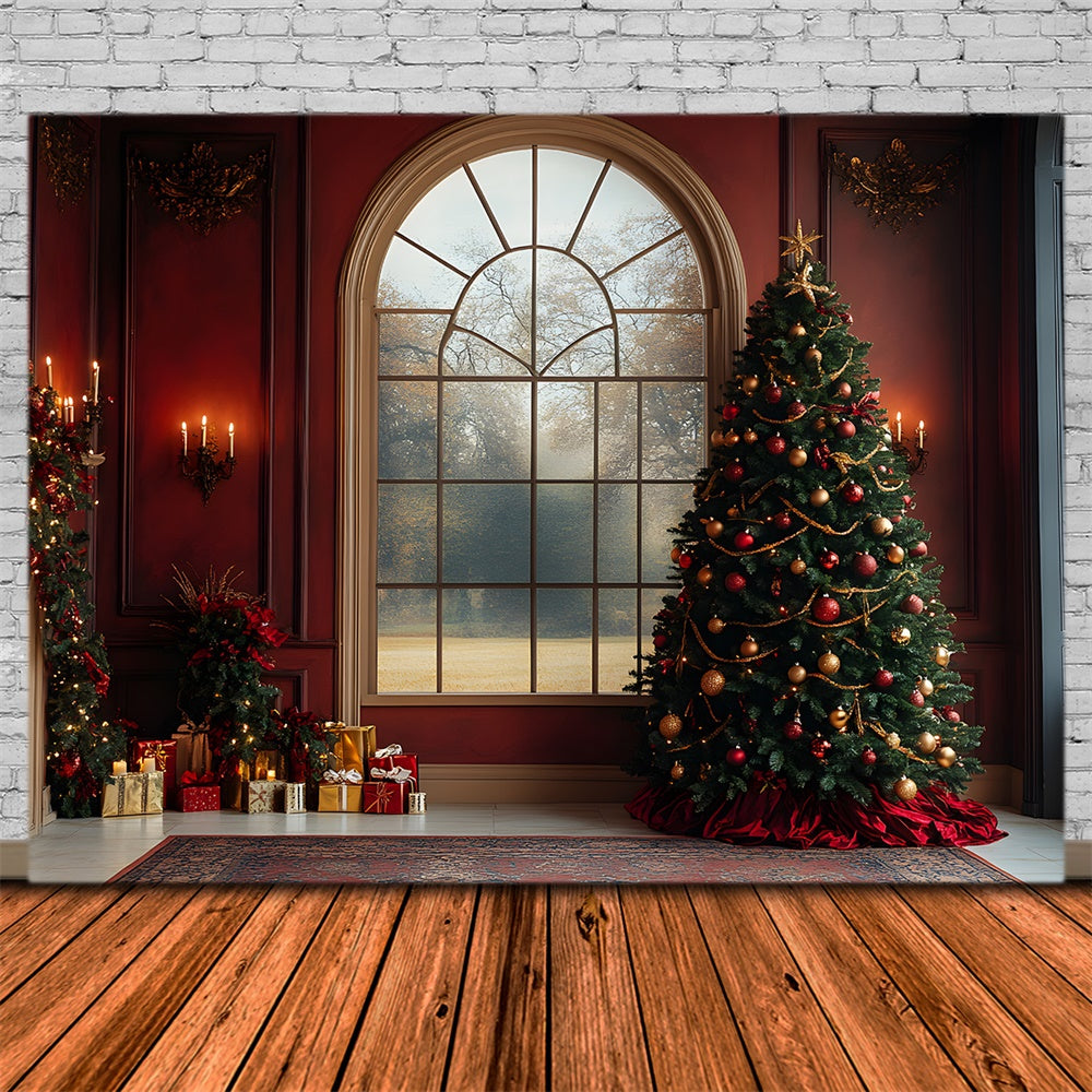 Christmas Tree Wall Window View Backdrop RR8-88